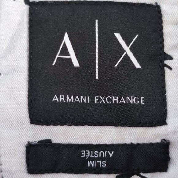Armani Exchange button down shirt men's size XL light grey w graphic design slim - Picture 5 of 13